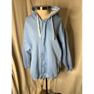 South Pole XL jacket full zip snaps lt blue hoodie long sleeves flaw